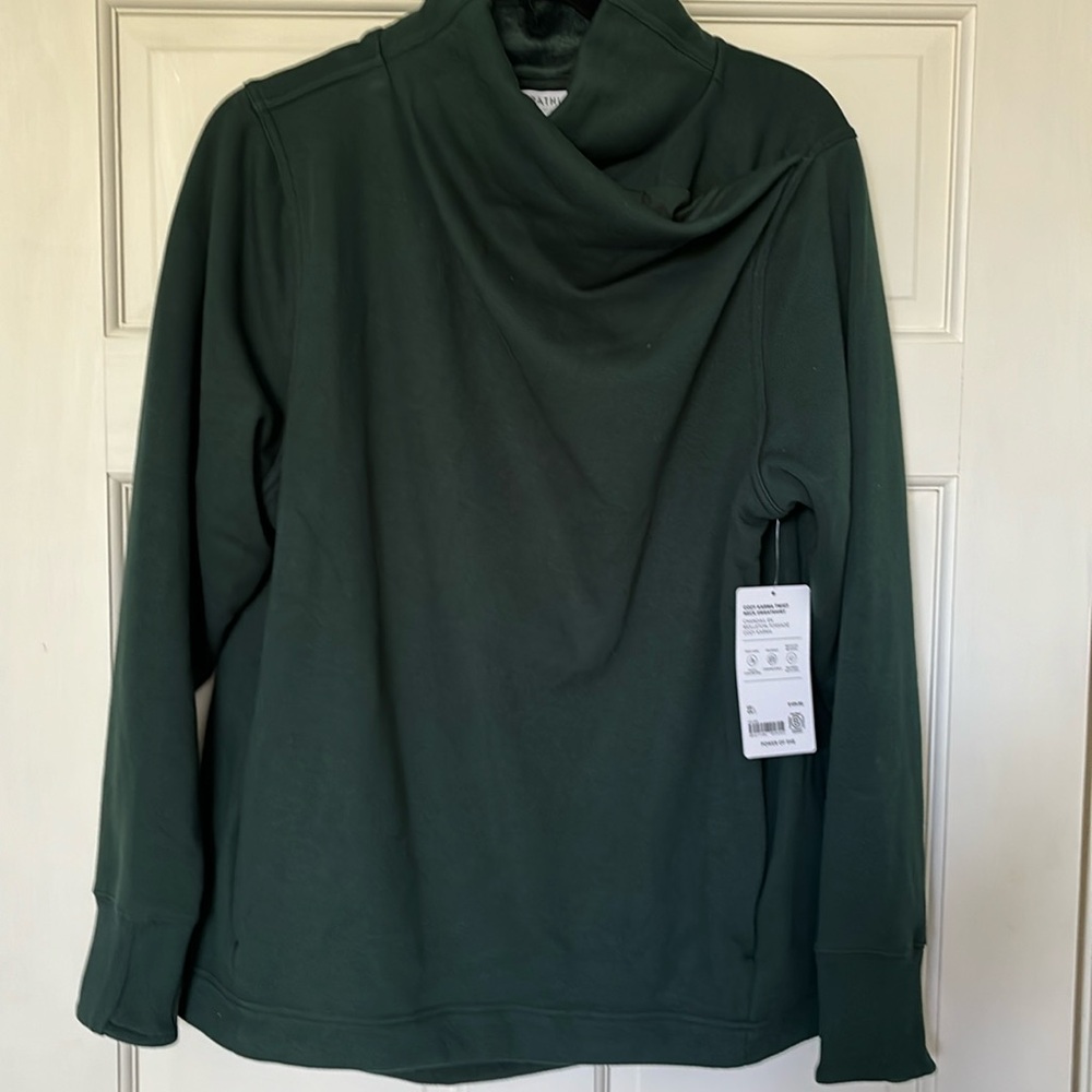 NWT Athleta cozy karma twist neck sweatshirt. Size L. Green